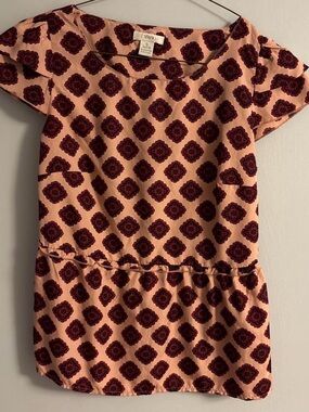SFERRA Pink with Burgundy Medallion Print Blouse